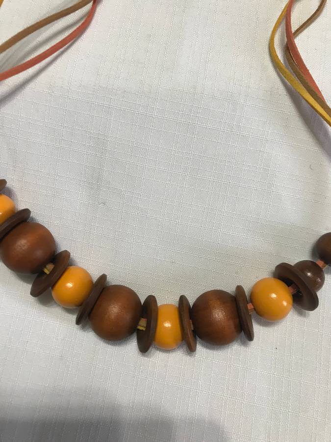 Wooden Beaded necklace and bracelet (Yellow and Brown colors)