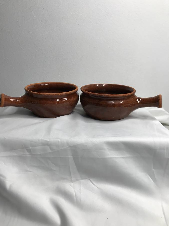 Saucepan Glazed Terra Cotta Soup Bowl Usable or Display