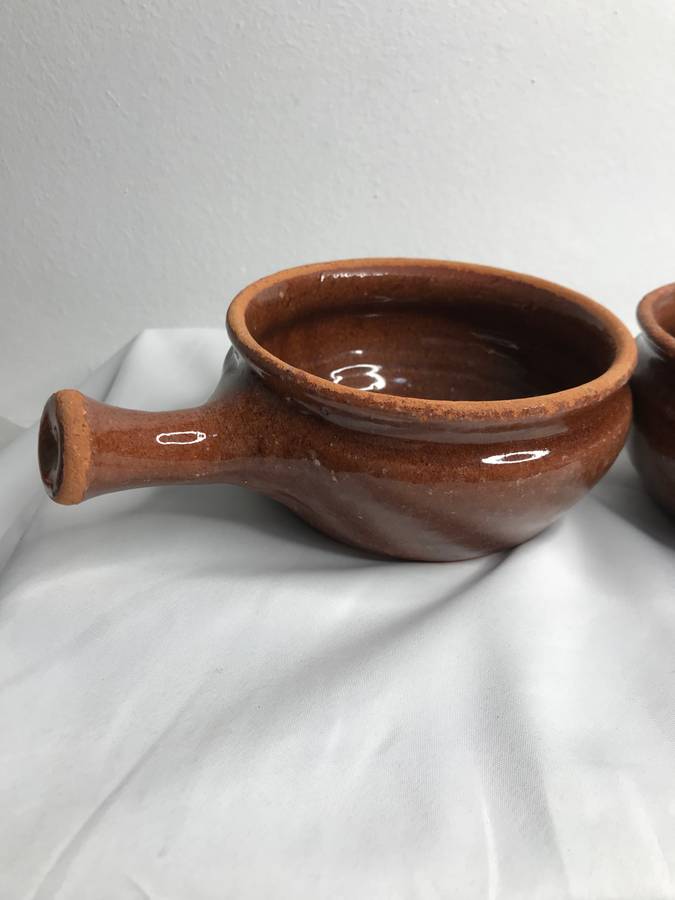 Saucepan Glazed Terra Cotta Soup Bowl Usable or Display