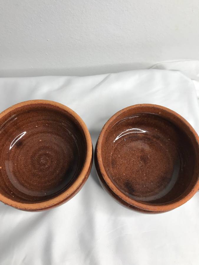 Saucepan Glazed Terra Cotta Soup Bowl Usable or Display
