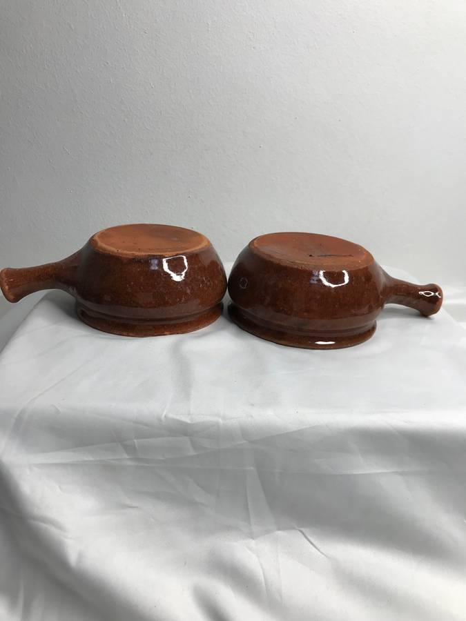Saucepan Glazed Terra Cotta Soup Bowl Usable or Display