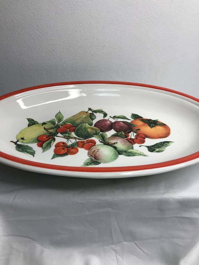 Serving Bowl Large Ceramic Fruit Painted inside ARM Made in Italy 46cm x 35cm