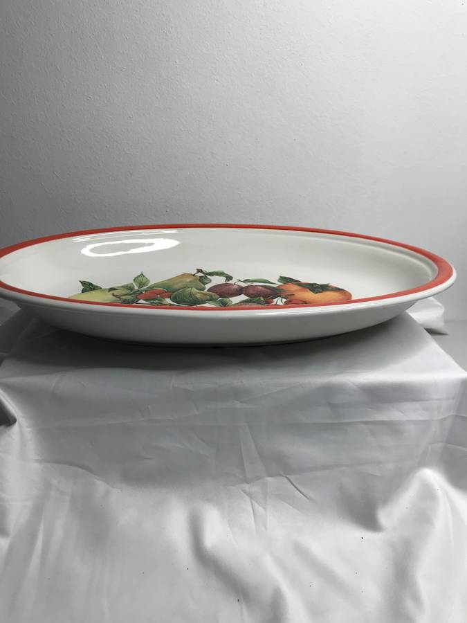 Serving Bowl Large Ceramic Fruit Painted inside ARM Made in Italy 46cm x 35cm