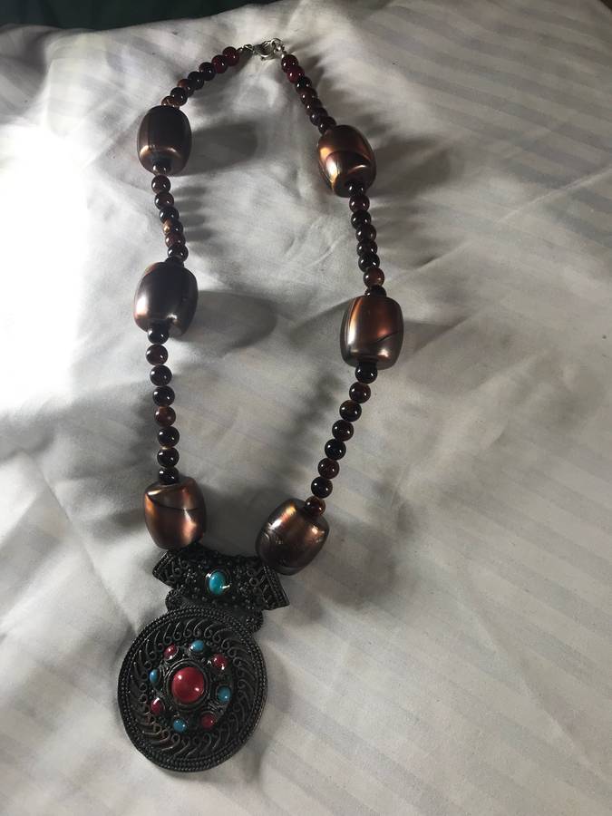 Chunky Pendant and beaded necklace