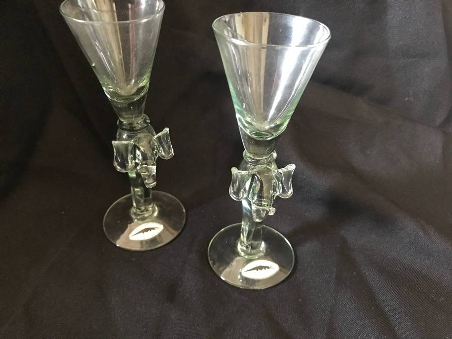 Fairtrade V3 Elephant stem Sherry Glasses Pair Handmade Kingdom of Zwaziland