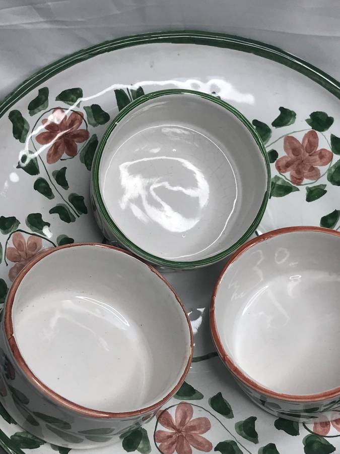 The Potter Ceramic Hand Painted 14piece Serving Set Huge Platter Plate