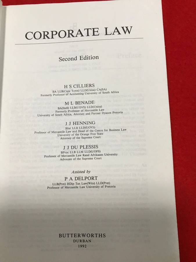 Corporate Law , 2nd Edition Cilliers, H.S., Benade, M.L.,