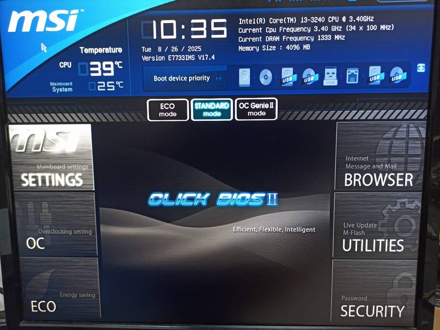 MSI B75IA-A33 - Intel(R) Core(R) (TM) i3-3240 CPU @ 3.40GHz Motherboard