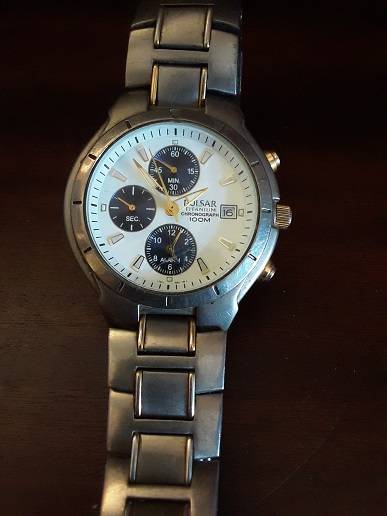 Pulsar Chronograph Titanium 100m Quartz Men's Watch , in working order