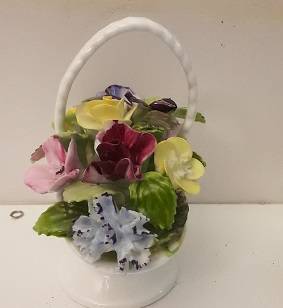 Adderley England Porcelain basket  Flowers  10 cm