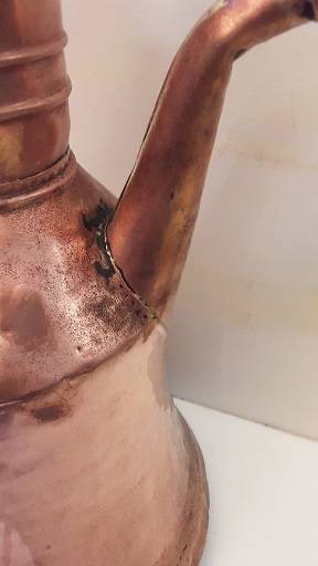 Antique Copper Kettle  for Decor only  / Leaks   36 cm x 20 cm