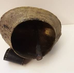 Antique Large Cow Bell  Swiss embroidered 12 cm x 12 cm