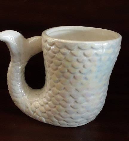 Porcelain Mermaid Tale Pearl Luster Novelty Mug 11 CM