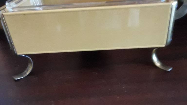 Vintage Enamel Metal Caddy with Anchor Hocking Dish 36 cm x 20 cm x 17 cm