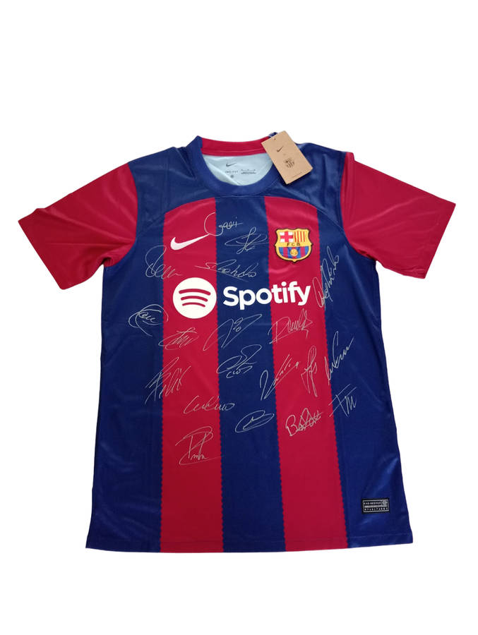 Autographed Football Jersey Barcelona 2022-2023 Home Jersey Hand Signed By Most First Team Stars