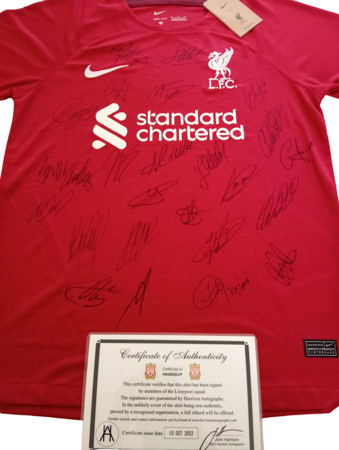 Autographed Football Jersey Liverpool 2023 -2024 Home Jersey Hand Signed By Most First Team Stars
