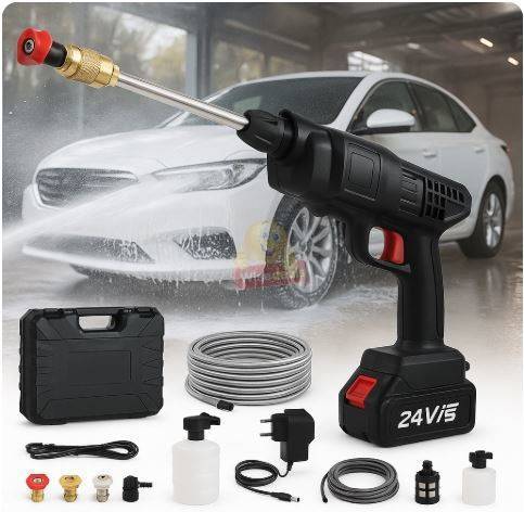 Cordless High Pressure Water Gun with Accessories and Carry Case