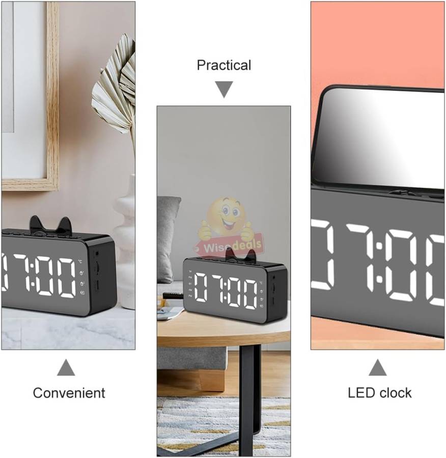 LCD alarm clock with TF Bluetooth speaker, FM radio, and thermometer