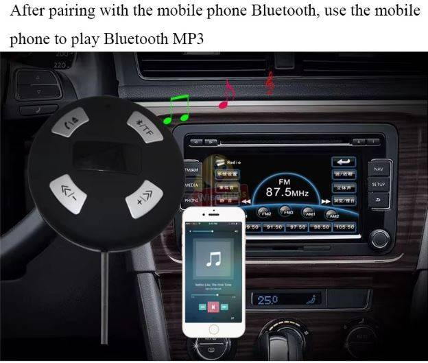 Mini Bluetooth Music Receiver FM Transmitter TF Card Car Mp3 Music Play