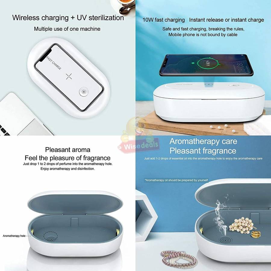 3 in 1 Fast Wireless Charger and UV Sanitizer Case Station in Black