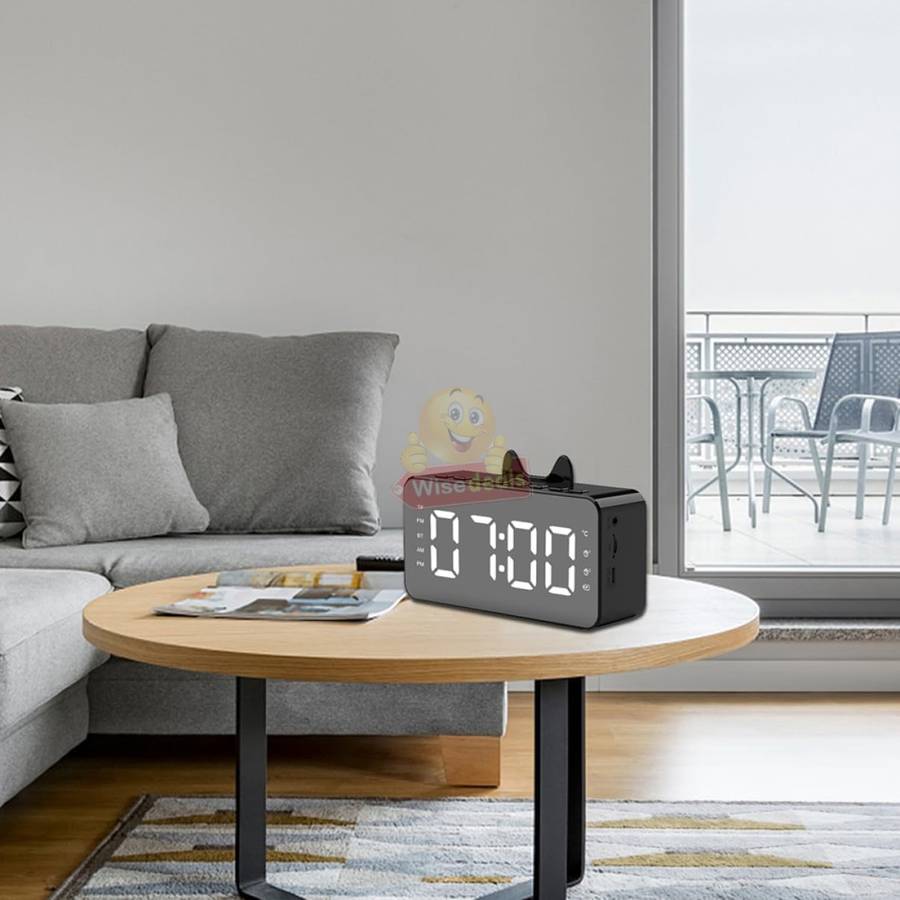 LCD alarm clock with TF Bluetooth speaker, FM radio, and thermometer