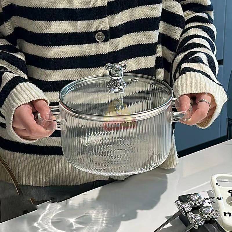 From Stovetop to Tabletop Super Cute Bear High Borosilicate Glass Pot
