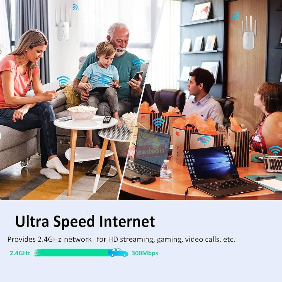 WiFi Extender, 4 Antennas for a Stronger Signal, Extend your WIFI signal up to 300m