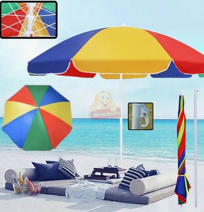 Large Outdoor Rainbow Garden or Beach Umbrella