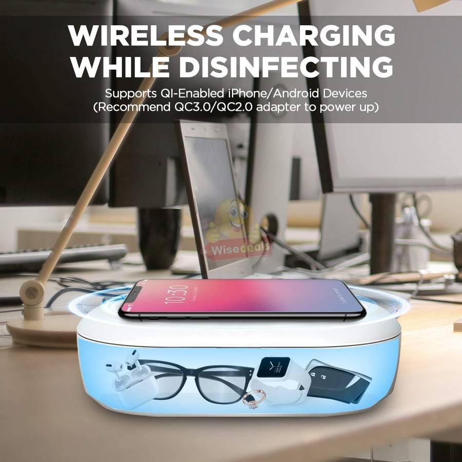 3 in 1 Fast Wireless Charger and UV Sanitizer Case Station in Black