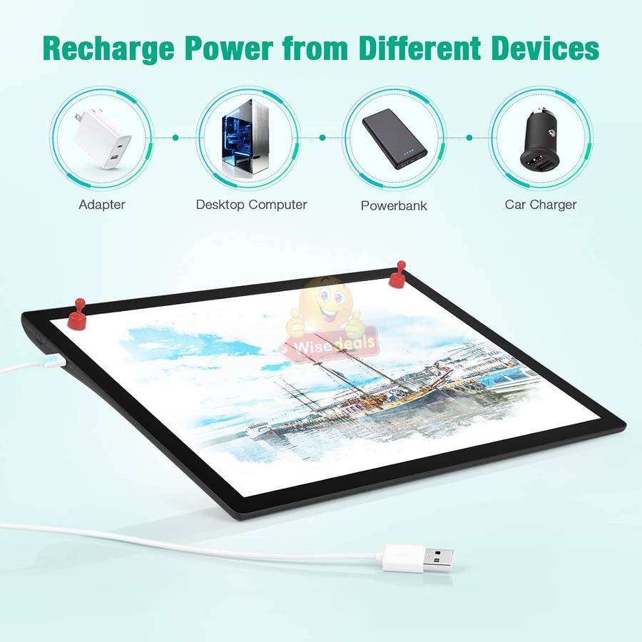 Large 2500mAh Lithium Battery LED Brightpad with scale