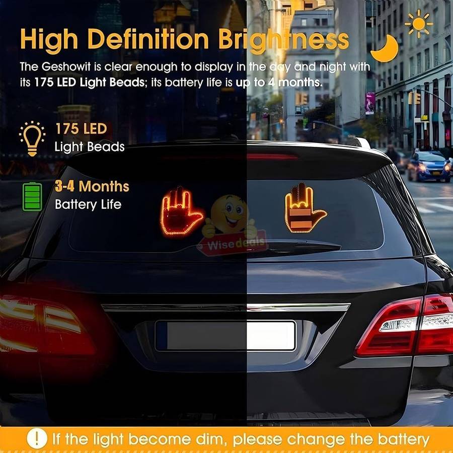 New Fun 3 Gesture Luminous LED Car Window Light