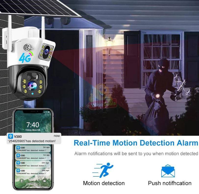 SOLAR Dual Lens & Dual Screen PTZ IP 4G Sim Card Camera