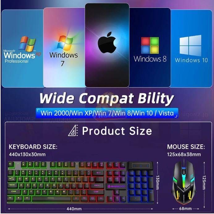 LED Backlight Gaming Keyboard and Mouse Set