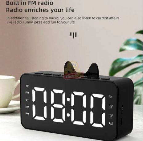 LCD alarm clock with TF Bluetooth speaker, FM radio, and thermometer