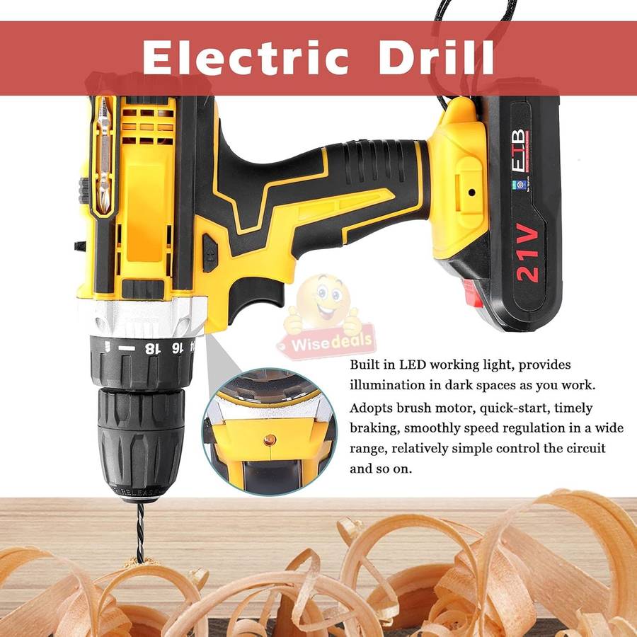 Powerful Cordless Drill with 2 X 48V Lithium Batteries and Accessories in a handy Carry Case