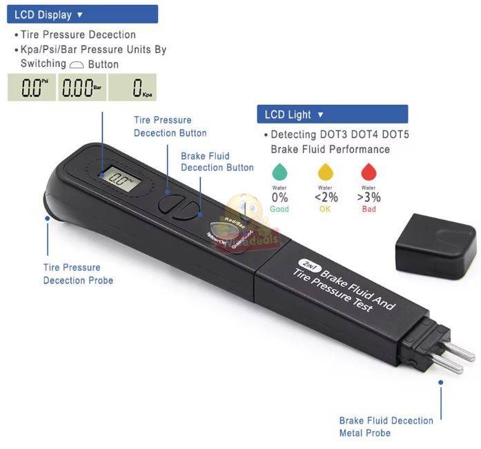 2 In 1 Digital Auto Brake Fluid and Tyre Pressure Tester