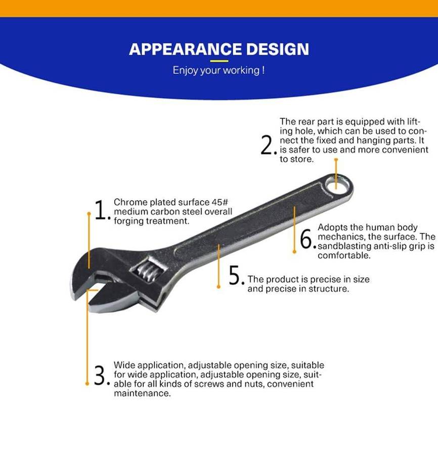 6 150mm Adjustable Wrench