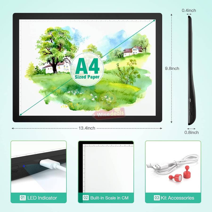 Large 2500mAh Lithium Battery LED Brightpad with scale
