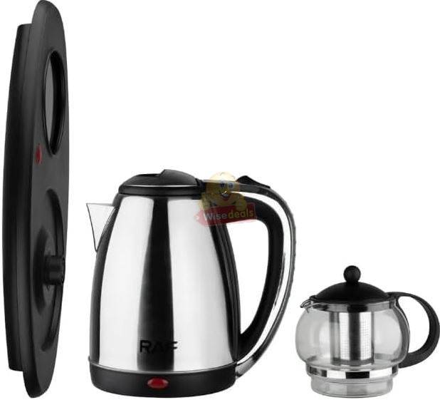 2 Piece RAF Cordless Kettle and Tea Pot with Electric Tray