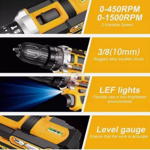 Powerful Cordless Drill with 2 X 48V Lithium Batteries and Accessories in a handy Carry Case
