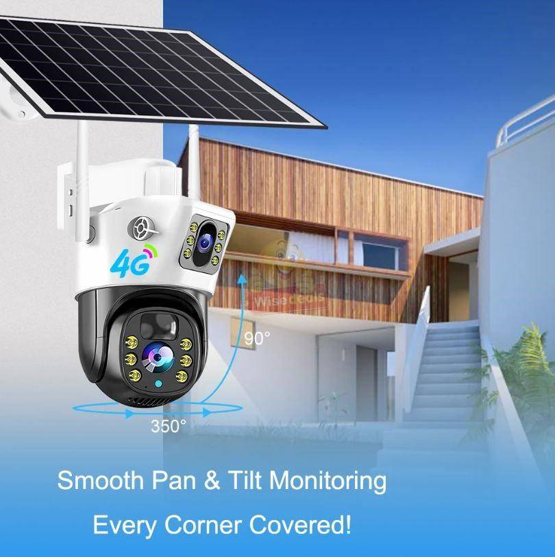 SOLAR Dual Lens & Dual Screen PTZ IP 4G Sim Card Camera