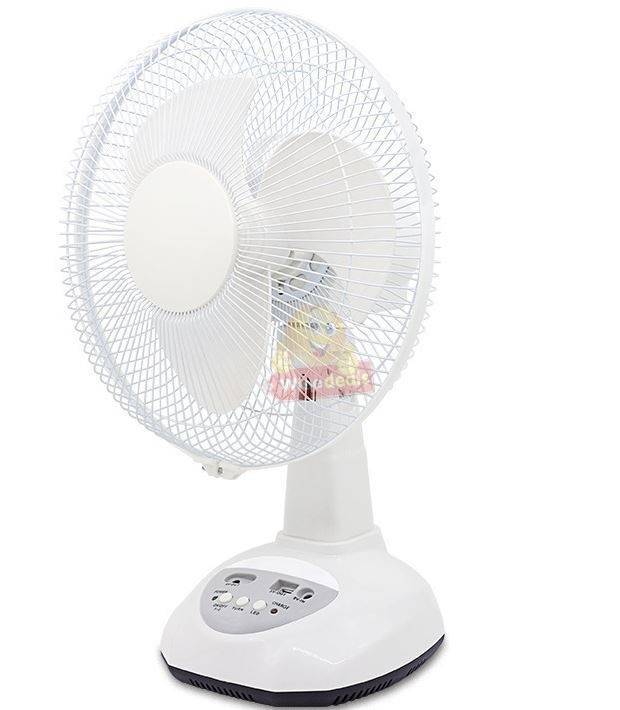 12-inch Rechargeable SOLAR or AC/DC Fan With 2 LED Lights