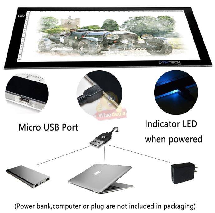 Large 2500mAh Lithium Battery LED Brightpad with scale
