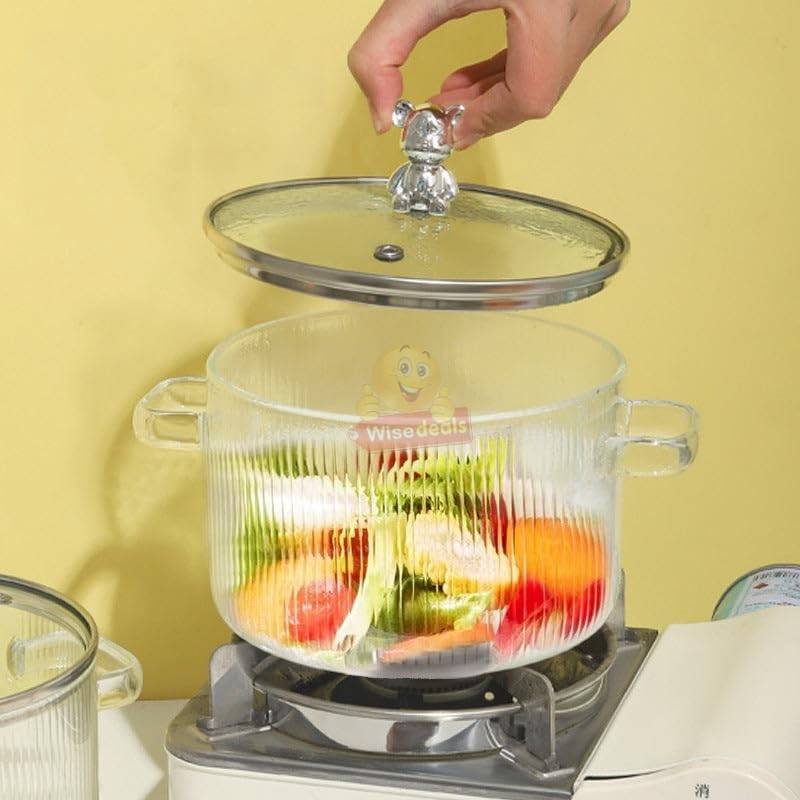 From Stovetop to Tabletop Super Cute Bear High Borosilicate Glass Pot