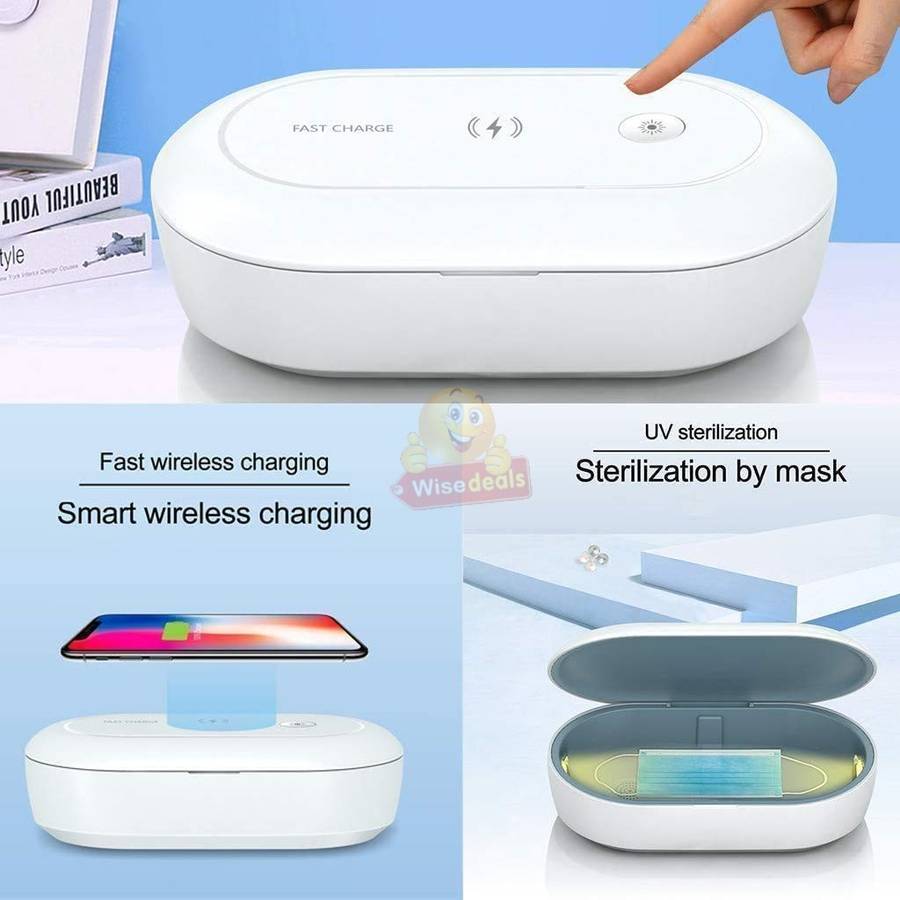 3 in 1 Fast Wireless Charger and UV Sanitizer Case Station in Black