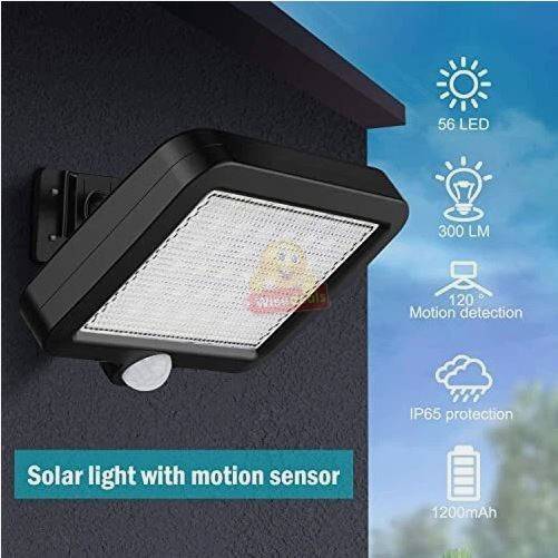 56 LED Solar PIR Motion Sensor Wall Light & Remote control