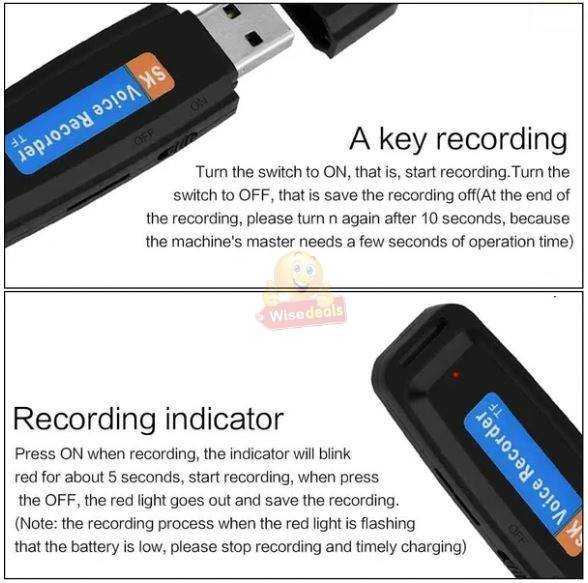 Rechargeable U-Disk Portable USB Voice Recorder