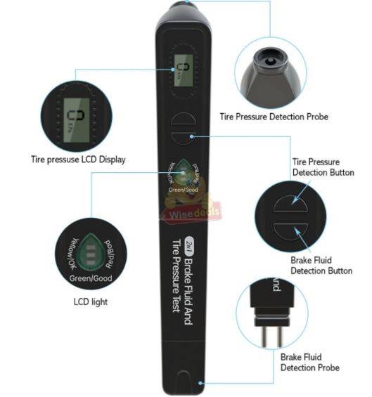 2 In 1 Digital Auto Brake Fluid and Tyre Pressure Tester