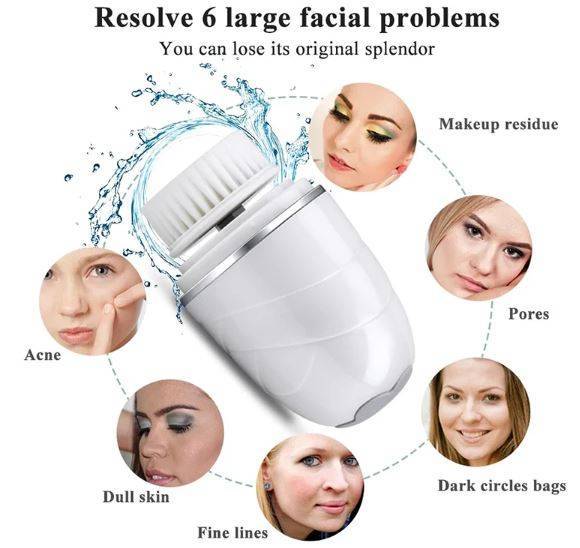 360° Rotary Soft Facial Cleansing Brush With 2 Modes and 3 Brush Heads