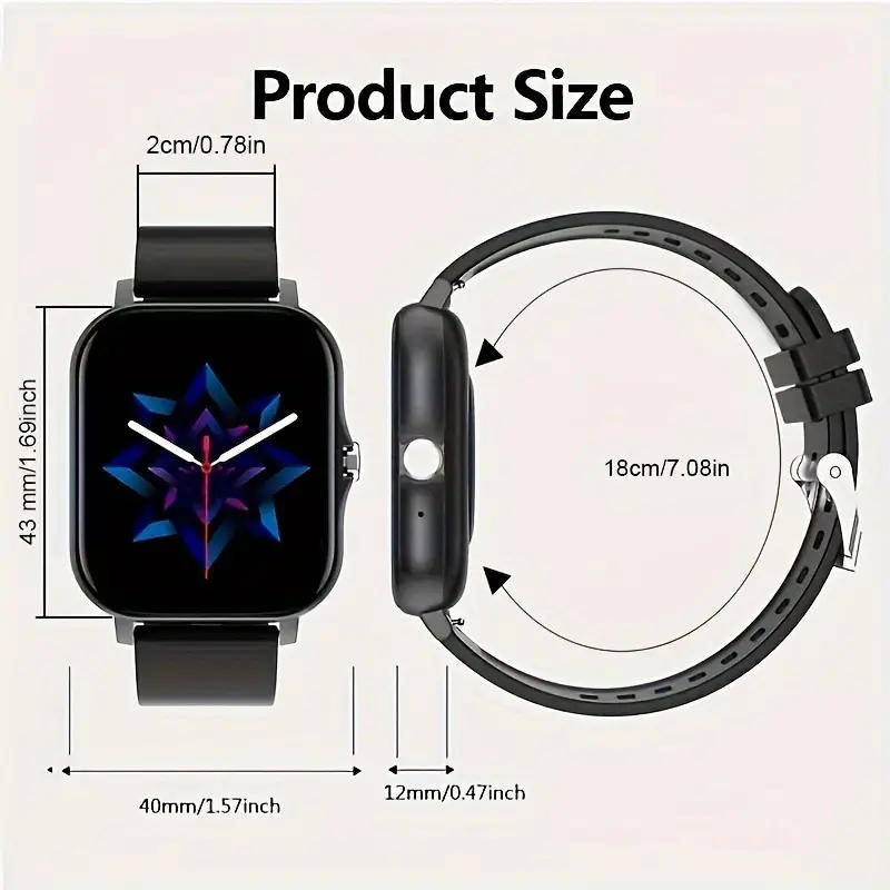 Pink 1.81" Smart Watch, High Definition Touchscreen, Vibrate, Audio, Bluetooth, Heart sensor